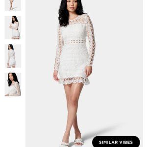White, Amazing Fabric Detail Mini Dress